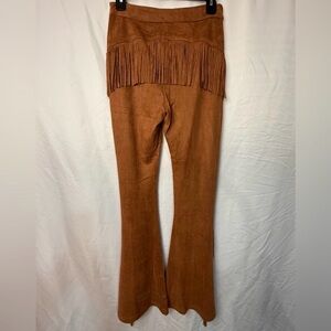 NWOT Ces Femme Western Brown Fringe Pants Size Small